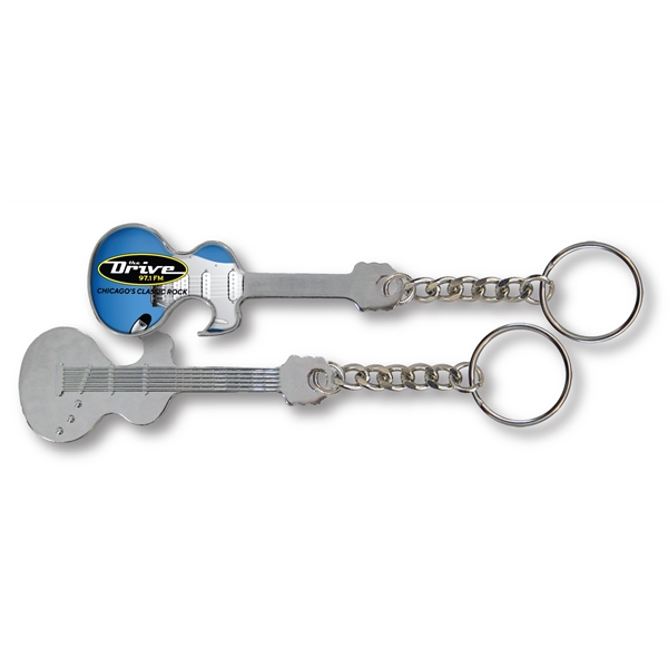 Guitar-shaped bottle opener with clear gel dome over your graphic.... from ASI 63073 Openers.Beer / Openers Plus Hobow Caps and Beverage Tools