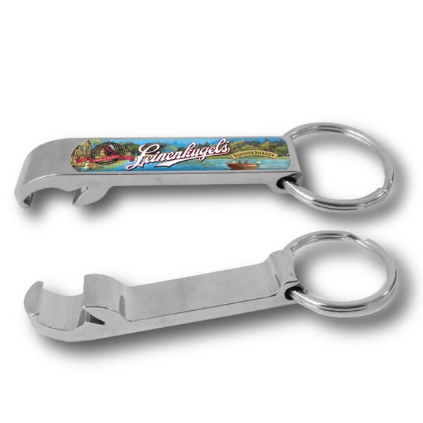 Chrome bottle opener with a heavy-duty split ring and gel coating... from ASI 63073 Openers.Beer