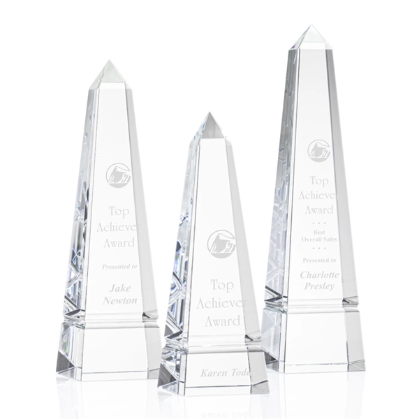 Optical clear grooved obelisk crystal award.... from ASI 84592 St Regis Group / St Regis