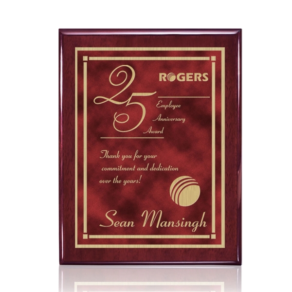 High gloss rosewood piano finished plaque with a red plate.... from ASI 84592 St Regis Group / St Regis