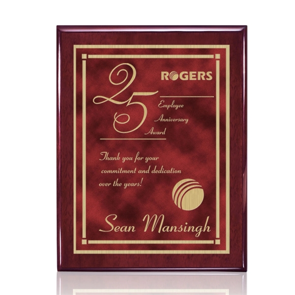 High gloss rosewood piano finished plaque with a red plate.... from ASI 84592 St Regis Group / St Regis