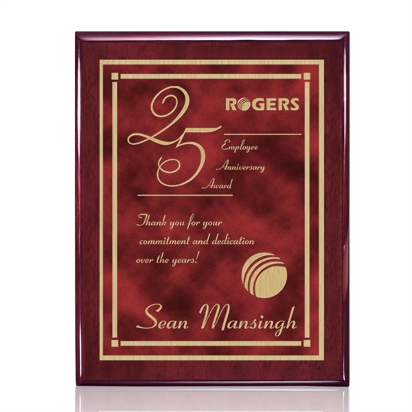 High gloss rosewood piano finished plaque with a red plate.... from ASI 84592 St Regis Group / St Regis