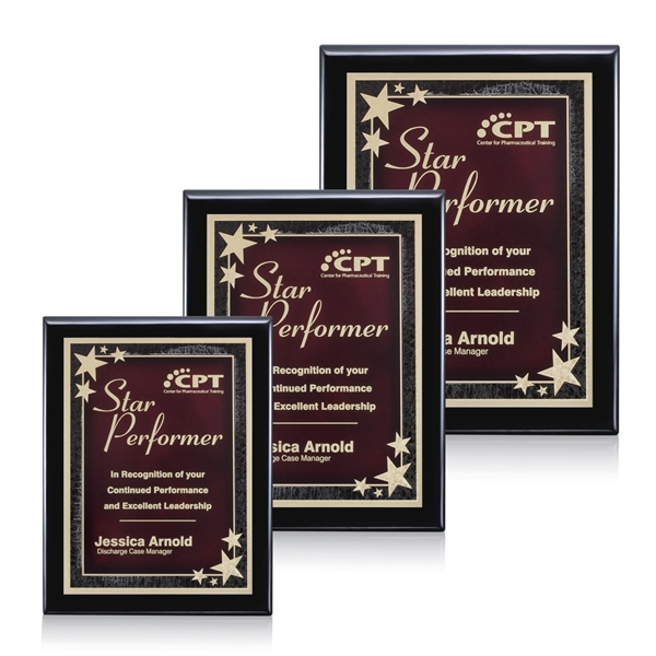 High gloss black piano finished plaque with red plate.... from ASI 84592 St Regis Group / St Regis