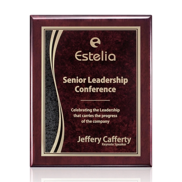 High gloss rosewood piano finished plaque with a red plate.... from ASI 84592 St Regis Group / St Regis