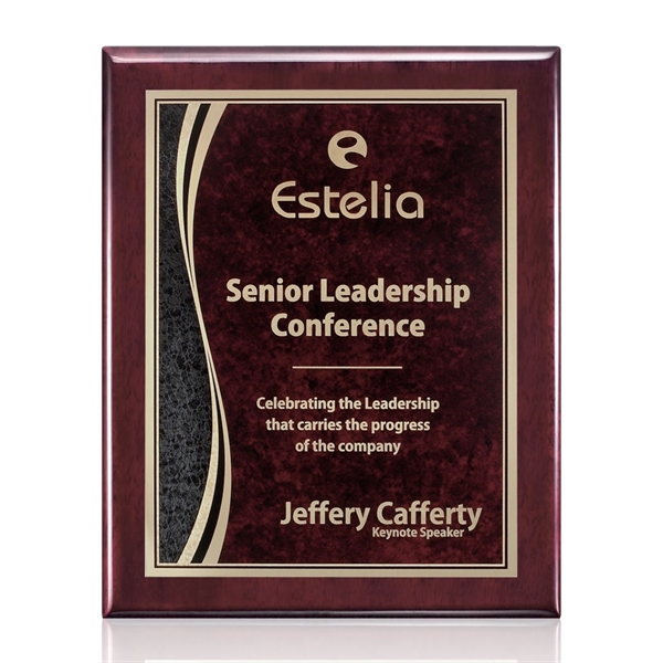 High gloss rosewood piano finished plaque with a red plate.... from ASI 84592 St Regis Group / St Regis