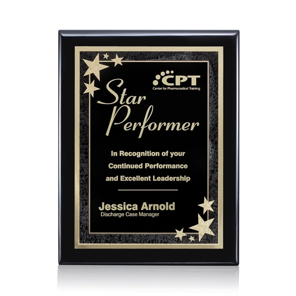 High gloss black piano finished plaque with black plate.... from ASI 84592 St Regis Group / St Regis