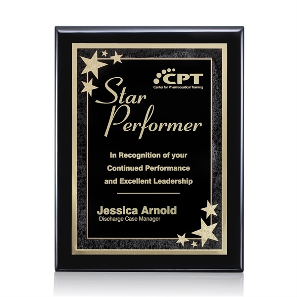 High gloss black piano finished plaque with black plate.... from ASI 84592 St Regis Group / St Regis