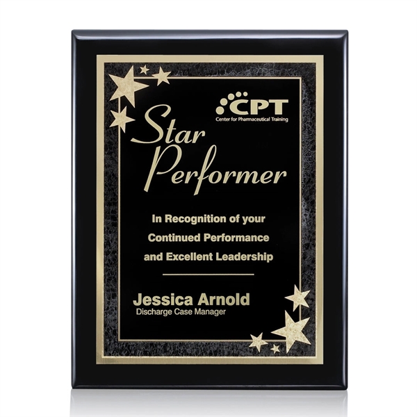 High gloss black piano finished plaque with black plate.... from ASI 84592 St Regis Group / St Regis