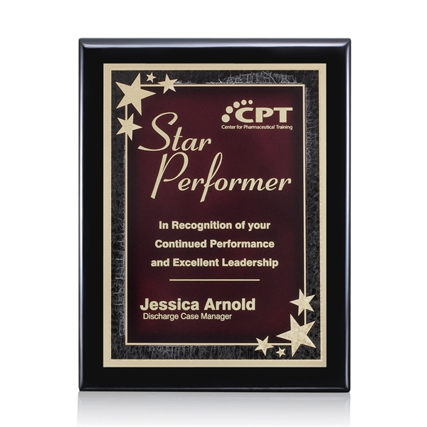 High gloss black piano finished plaque with red plate.... from ASI 84592 St Regis Group / St Regis