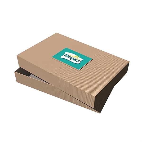 Two-piece Kraft pinstripe apparel boxes in three sizes with customized label.... from ASI 90807 Tekweld