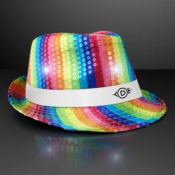 Blank or Imprinted. Custom shiny fedora hats with flashing lights.... from ASI 34194 ALightPromos / Alight Promotional Products