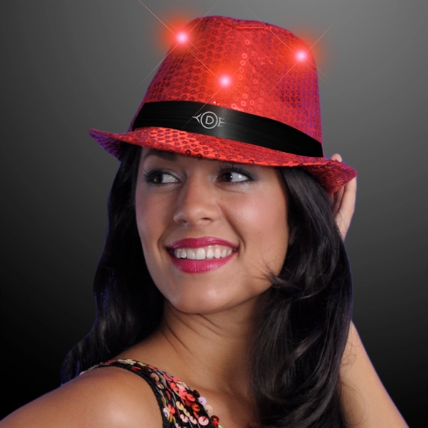 Blank or Imprinted. Custom shiny fedora hats with flashing lights.... from ASI 34194 ALightPromos / Alight Promotional Products