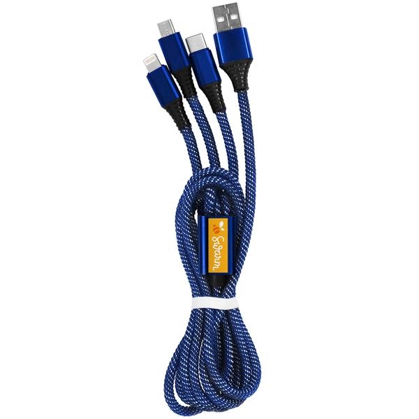 3' Durable cable with USB, Lightning, MicroUSB and Type-C connectors to... from ASI 43442 ZZ DROPPED - High Caliber Line USA