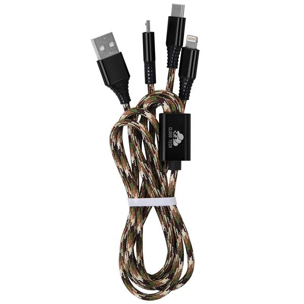 3' Durable cable with USB, Lightning, MicroUSB and Type-C connectors to... from ASI 43442 ZZ DROPPED - High Caliber Line USA