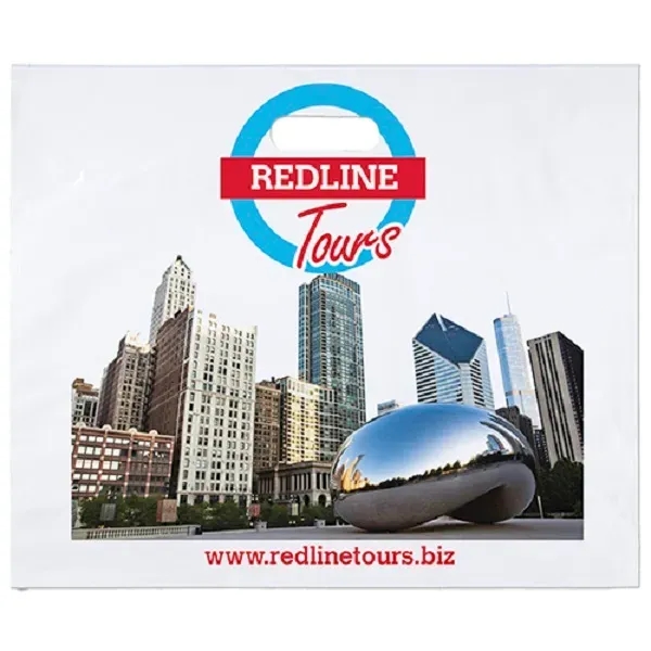 Digital Full-Color Die Cut Handle Plastic Bag with generous imprint area... from ASI 37940 Bag Makers Inc