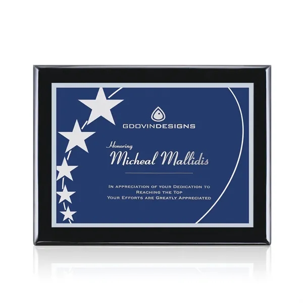 High gloss piano finished black wall plaque with a blue plate.... from ASI 84592 St Regis Group / St Regis