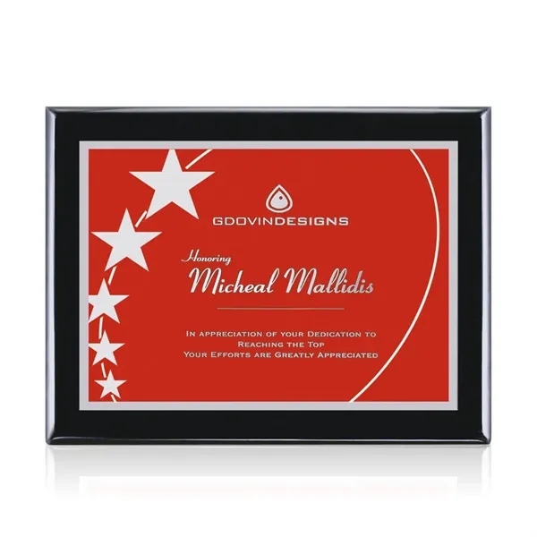 High gloss piano finished black wall plaque with a red plate.... from ASI 84592 St Regis Group / St Regis