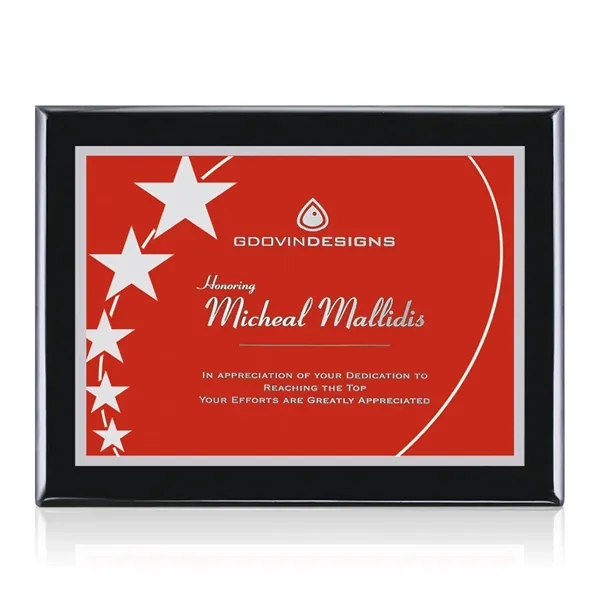 High gloss piano finished black wall plaque with a red plate.... from ASI 84592 St Regis Group / St Regis