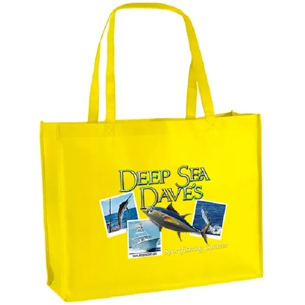 Non-Woven Polypropylene Tote with strong stitched seams and side/bottom gussets.... from ASI 37940 Bag Makers Inc