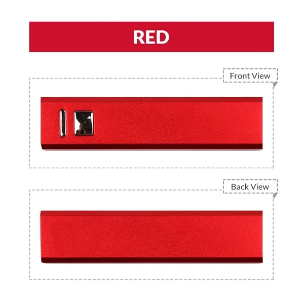 Aluminum rectangular power bank with LED red light plus 1c1p silkscreen... from ASI 37218 Athena Promo (tm)