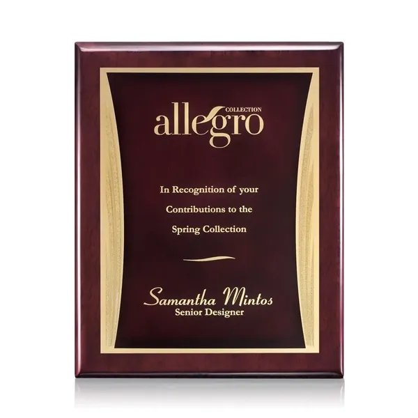 High gloss rosewood piano finished plaque with a red plate.... from ASI 84592 St Regis Group / St Regis