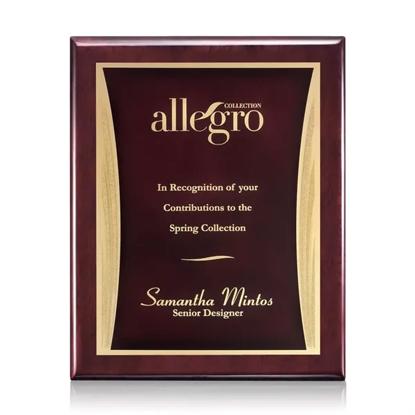 High gloss rosewood piano finished plaque with a red plate.... from ASI 84592 St Regis Group / St Regis