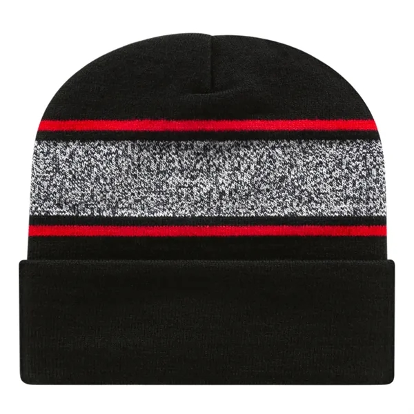 Acrylic knit cap with cuff, black and white variegated yarn, contrasting... from ASI 43792 Cap America Inc