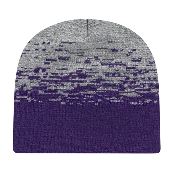 Knit acrylic beanie in 12 colors with two-tone static pattern.... from ASI 43792 Cap America Inc