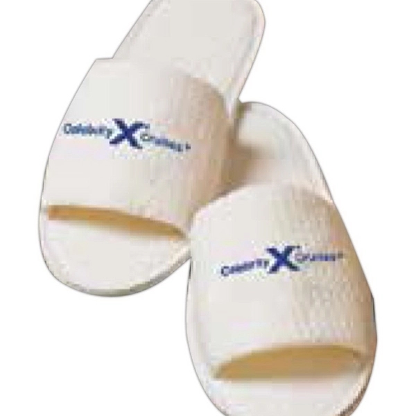 Open toe waffle weave slippers in a bag.... from ASI 91605 Towel Specialties / Cobblestone Mills