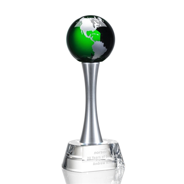 Elegantly statuesque award with an optical crystal base and Green optical... from ASI 84592 St Regis Group / St Regis