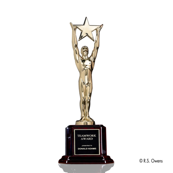 Gold plated award with rosewood-finish base.... from ASI 84592 St Regis Group / R S Owens & Co Inc
