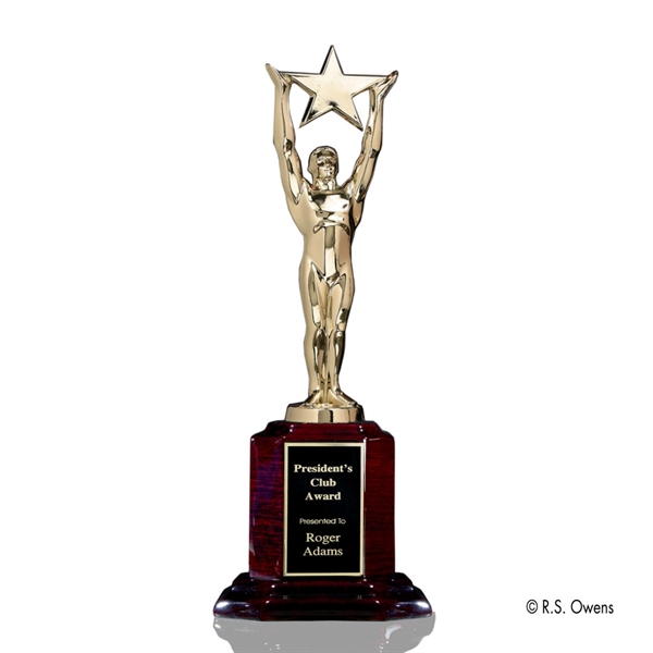 Gold plated award with rosewood-finish base.... from ASI 84592 St Regis Group / R S Owens & Co Inc