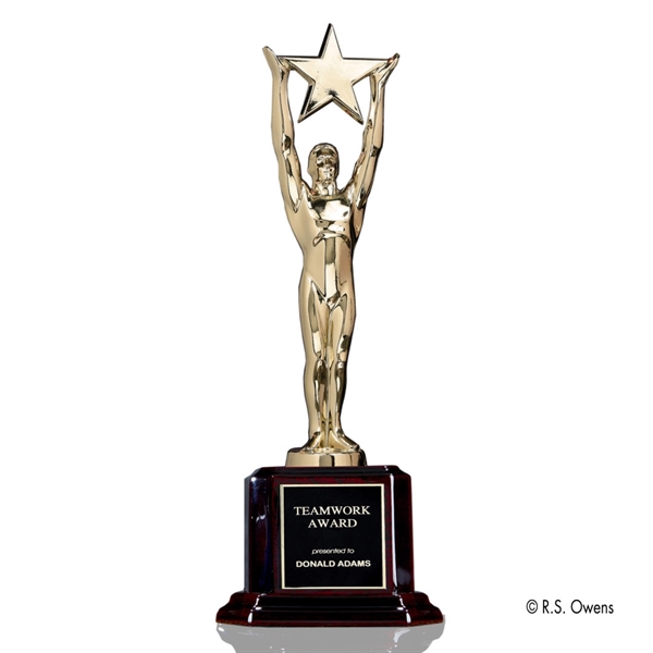 Gold plated award with rosewood-finish base.... from ASI 84592 St Regis Group / R S Owens & Co Inc