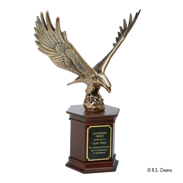 Antique bronze eagle leadership award with mahogany-finish wood base.... from ASI 84592 St Regis Group / R S Owens & Co Inc