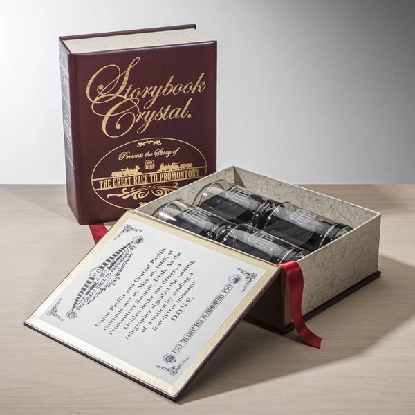 Four double old fashioned glasses in a deluxe storybook.... from ASI 84592 St Regis Group / St Regis Crystal