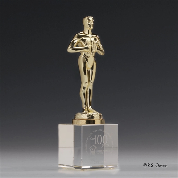 Gold-plated award with optical crystal base.... from ASI 84592 St Regis Group / R S Owens & Co Inc