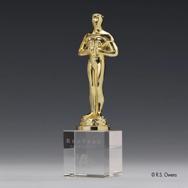 Gold-plated award with optical crystal base.... from ASI 84592 St Regis Group / R S Owens & Co Inc