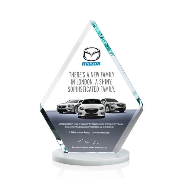 Our extraordinary double-sided beveled Starfire diamond award is combined with white... from ASI 84592 St Regis Group / St Regis