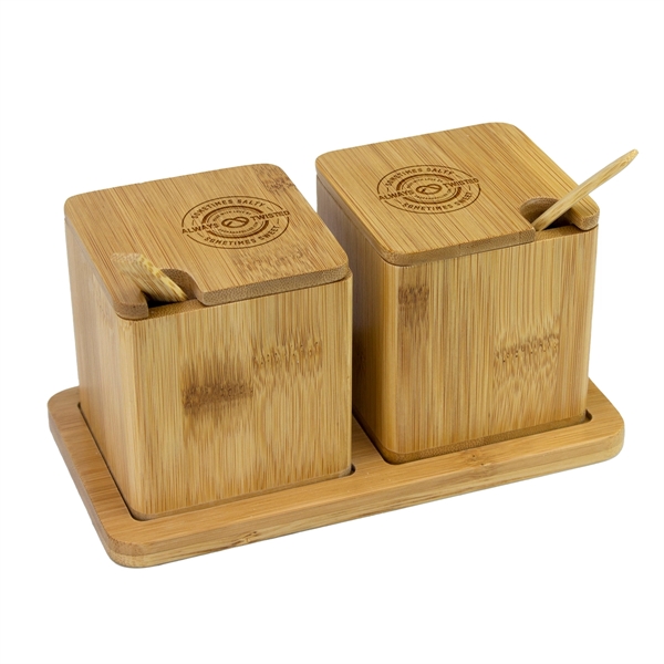 Bamboo double dipper salt box with spoon & tray.... from ASI 91565 Totally Bamboo