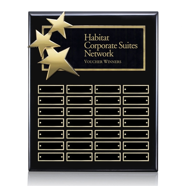 High gloss piano black finish vertical plaque with star design and... from ASI 84592 St Regis Group / St Regis