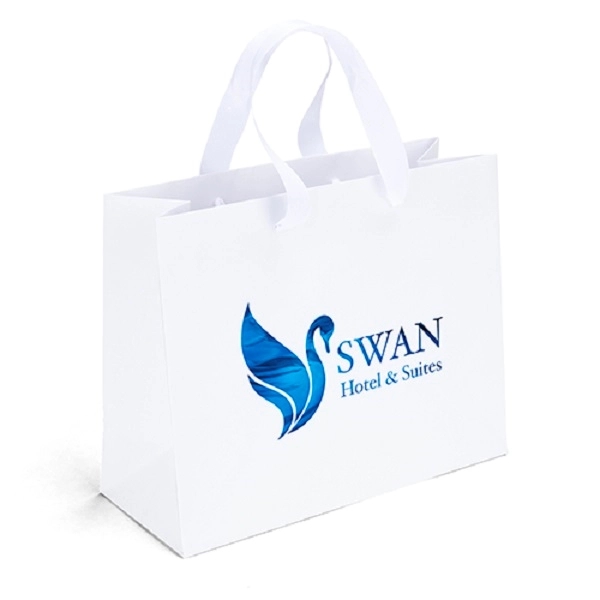 Ribbon handle matte Eurotote with fold-over top. Handles measure 3/4"W x... from ASI 37940 Bag Makers Inc