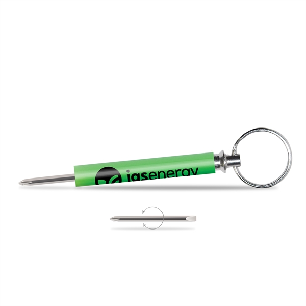 Reversible blade stores in body. Split key ring. Phillips and slotted... from ASI 34040 Alexander Mfg Co