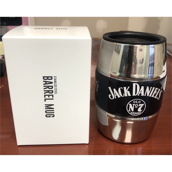 12 oz. double-wall insulated, barrel-shaped mug with travel sipper lid and... from ASI 63073 Openers.Beer / Openers Plus Barrel Mug