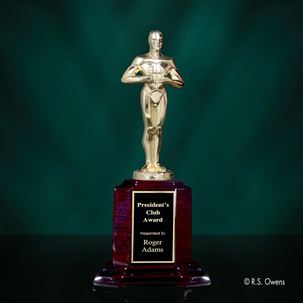 Rosewood finish wood base metal award, gold-plated.... from ASI 84592 St Regis Group / R S Owens & Co Inc