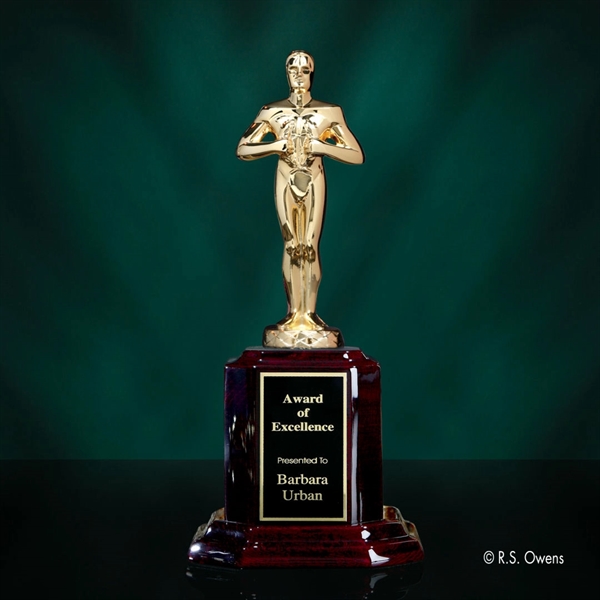 Rosewood finish wood base metal award, gold-plated.... from ASI 84592 St Regis Group / R S Owens & Co Inc