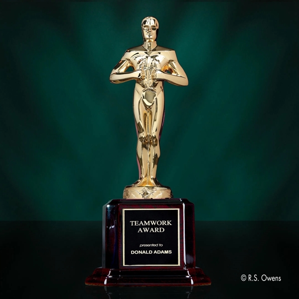 Rosewood finish wood base metal award, gold-plated.... from ASI 84592 St Regis Group / R S Owens & Co Inc
