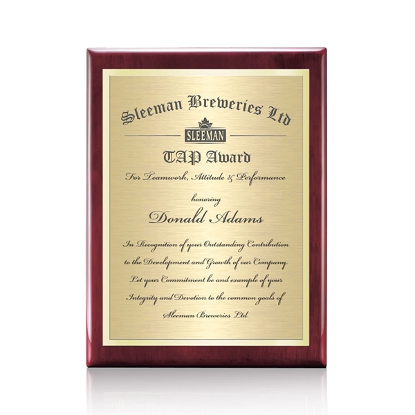 Beautiful Rosewood Plaque double plated with high polished and satin gold... from ASI 84592 St Regis Group / St Regis