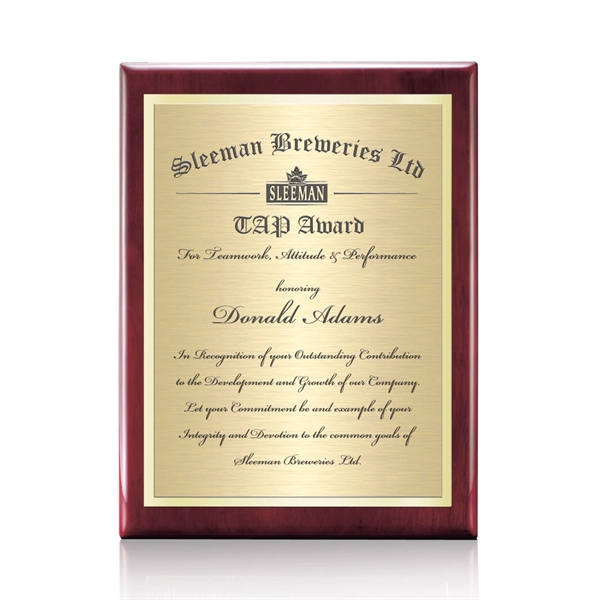 Beautiful Rosewood Plaque double plated with high polished and satin gold... from ASI 84592 St Regis Group / St Regis