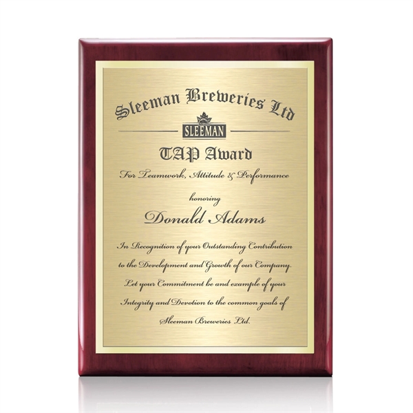 Beautiful Rosewood Plaque double plated with high polished and satin gold... from ASI 84592 St Regis Group / St Regis