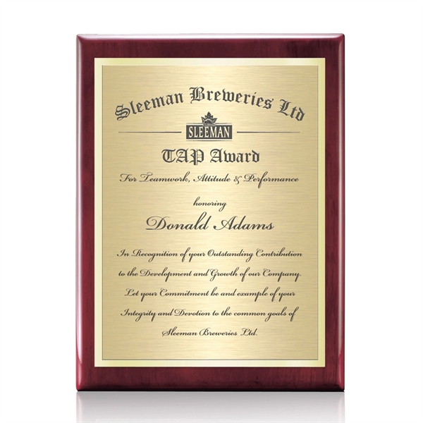 Beautiful Rosewood Plaque double plated with high polished and satin gold... from ASI 84592 St Regis Group / St Regis